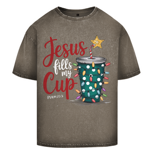 Oversize Washed T-Shirt jesus fills my cup psalm 23.5