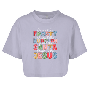 Damen Oversize Crop Top give like santa love like jesus