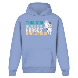 Oversize Hoodie Ohne Kordel this girl runs on horses und jesus reiterin