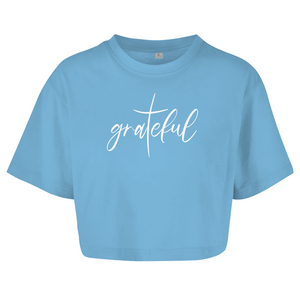 Damen Oversize Crop Top grateful