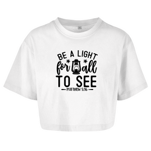 Damen Oversize Crop Top be a light for all to see matthew 5:16