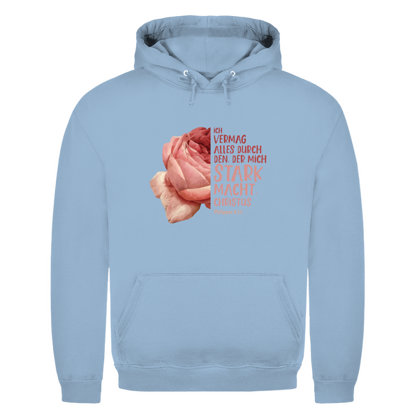 Herren Hoodie der mich stark macht rose philipper 4:13