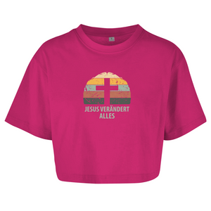 Damen Oversize Crop Top jesus verändert alles