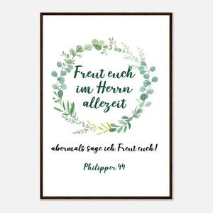 Freut euch Philipper 44 Poster mit Holzrahmen
