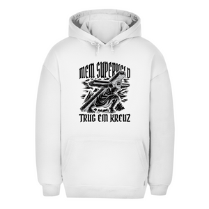 Unisex Oversize Hoodie mein superheld trug ein kreuz