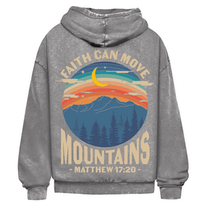 Oversize Washed Hoodie faith can move mountains matthew 17:20