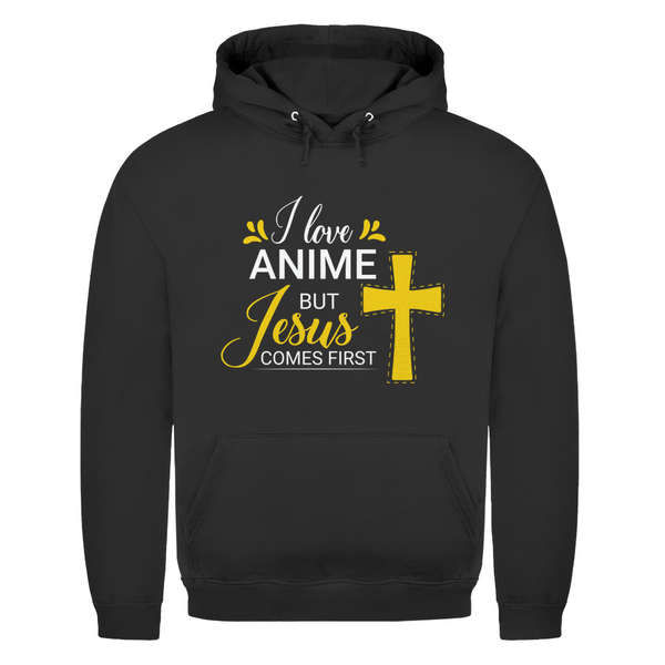 Herren Hoodie i love anime but jesus comes first