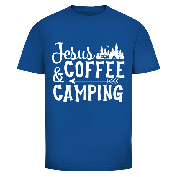 Herren T-Shirt jesus coffee camping