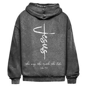 Oversize Washed Hoodie the way the truth the life john 14:6