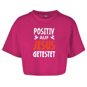 Damen Oversize Crop Top positiv auf jesus getestet