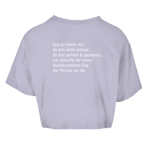 Damen Oversize Crop Top hey du hinter mir