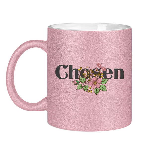 Glitzertasse chosen blumen