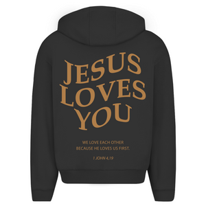 Oversize Zipper Hoodie jesus loves you 1 john 4,19