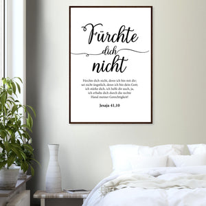 Fürchte dich nicht Jesaja 41,10 Poster mit Holzrahmen