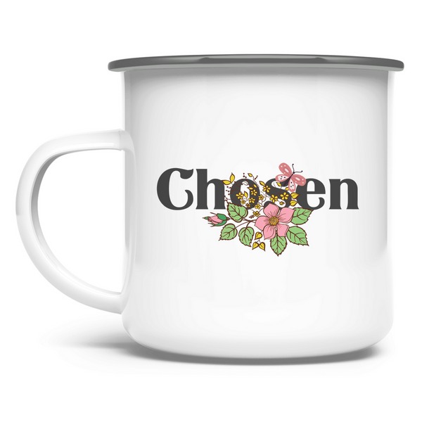 Emaille Tasse chosen blumen