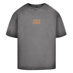 Oversize Washed T-Shirt jesus saves john 3:16-17