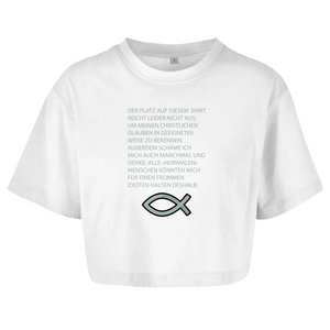Damen Oversize Crop Top ICHTHYS spruch