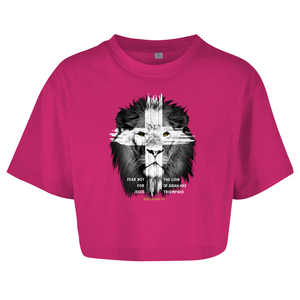 Damen Oversize Crop Top fear not for jesus revelation 5:5