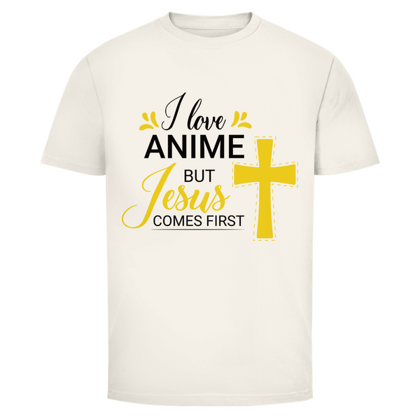 Herren T-Shirt i love anime but jesus comes first