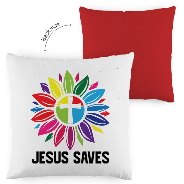 Kopfkissen zweifarbig jesus saves blume