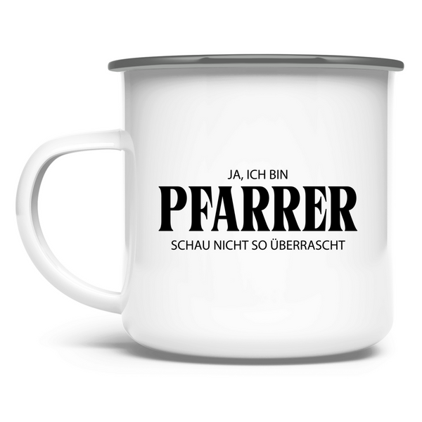 Emaille Tasse ja, ich bin pfarrer