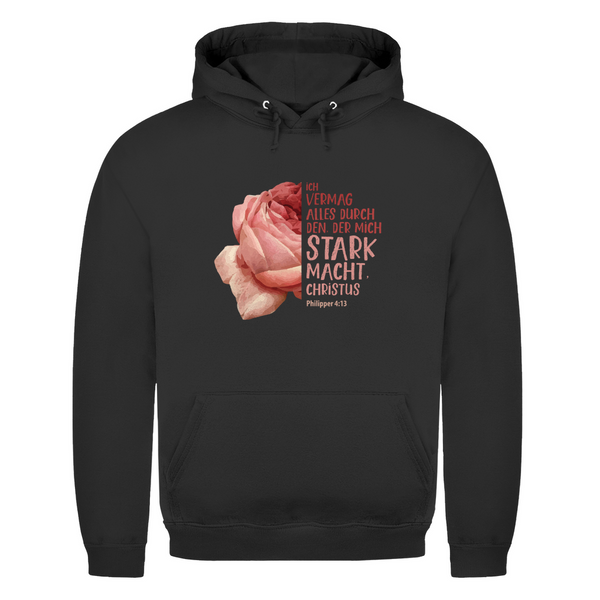 Herren Hoodie der mich stark macht rose philipper 4:13