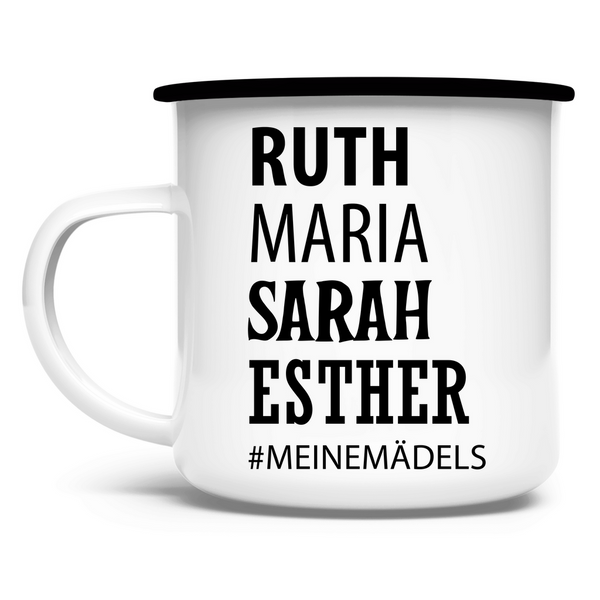 Emaille Tasse ruth maria sarah esther