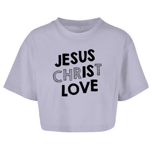 Damen Oversize Crop Top jesus christ love