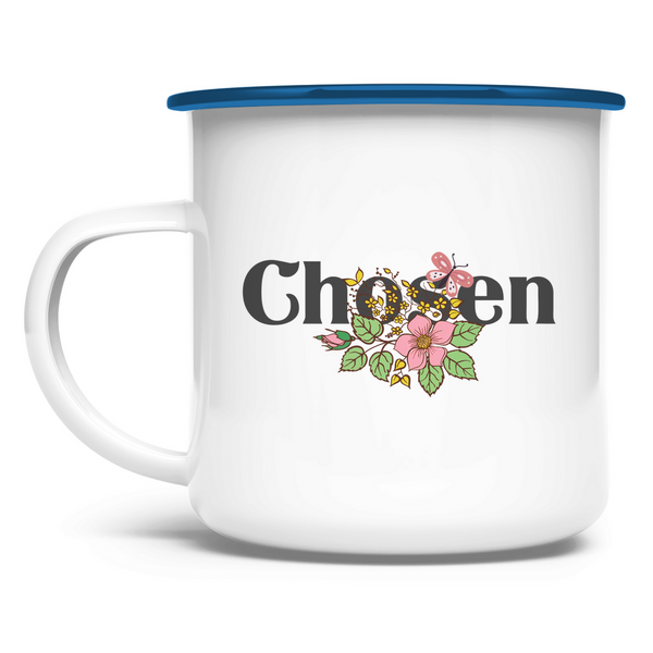 Emaille Tasse chosen blumen