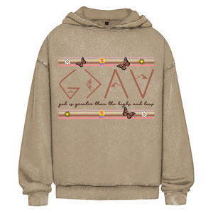 Oversize Washed Hoodie god is greater than the highs and lows