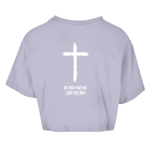 Damen Oversize Crop Top he died for me i live for him