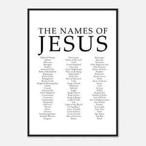 The names of jesus Poster mit Holzrahmen