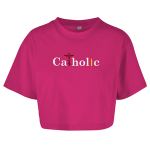 Damen Oversize Crop Top catholic