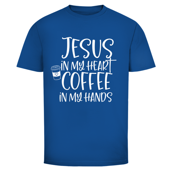 Herren T-Shirt jesus in my heart coffee in my hands