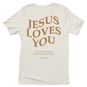 Damen T-Shirt jesus loves you 1 john 4,19