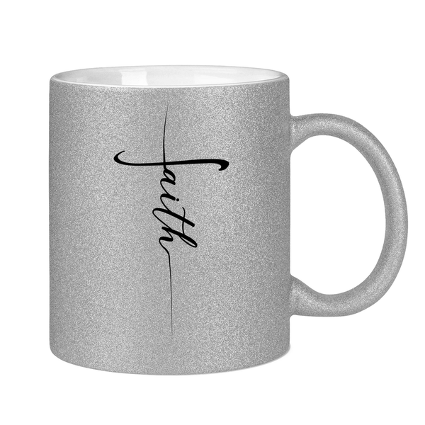 Glitzertasse faith kreuz