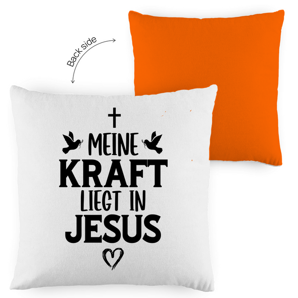 Kopfkissen zweifarbig meine kraft liegt in jesus