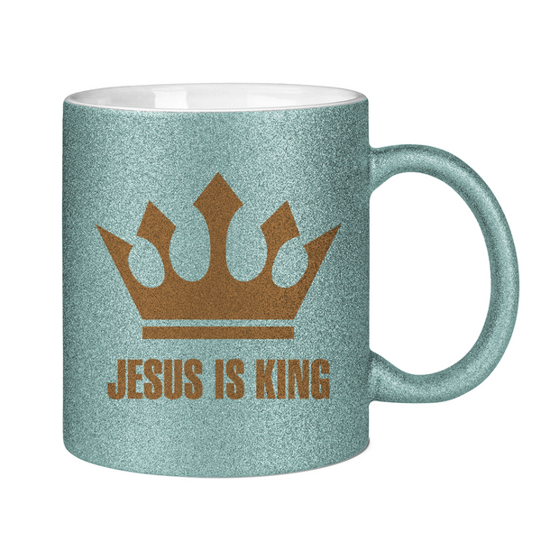 Glitzertasse jesus is king krone