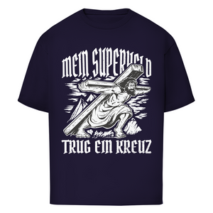 Oversize T-Shirt mein superheld trug ein kreuz
