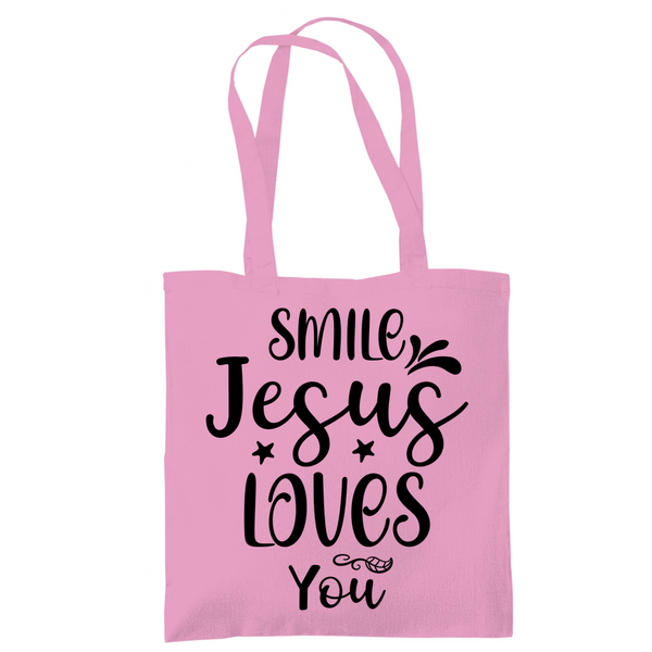 Tragetasche smile jesus loves you