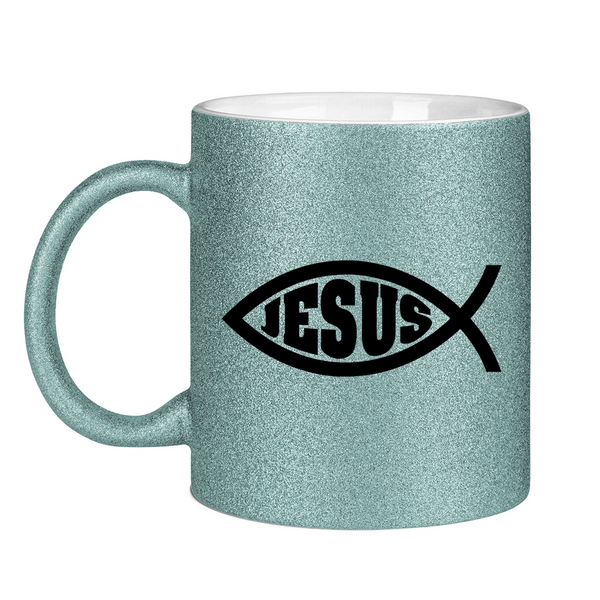 Glitzertasse Ichthys fisch christliches symbol