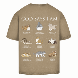 Oversize Washed T-Shirt god says i am accepted romans 15:7
