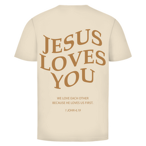 Herren T-Shirt jesus loves you 1 john 4,19