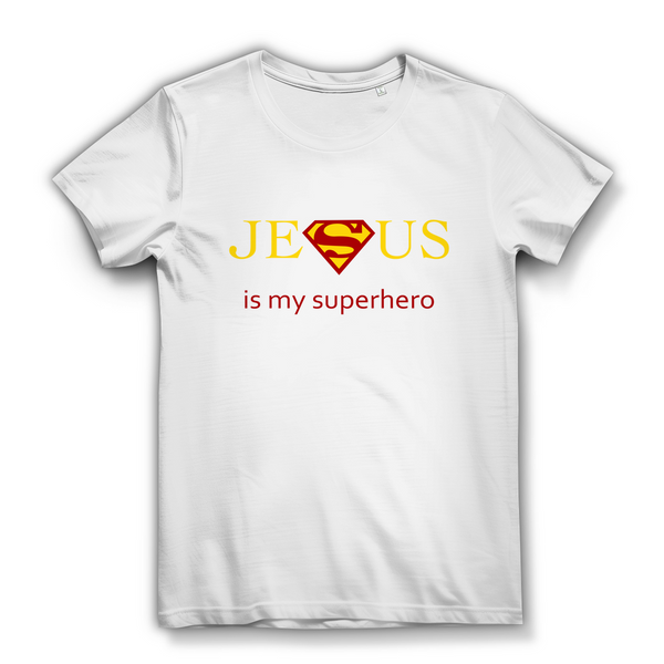 Damen Bio T-Shirt jesus is my superhero