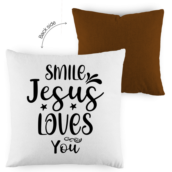 Kopfkissen zweifarbig smile jesus loves you