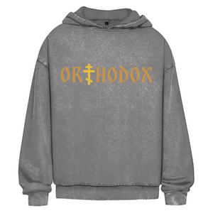 Oversize Washed Hoodie orthodox kreuz