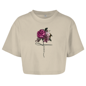 Damen Oversize Crop Top jesus blumen