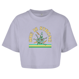 Damen Oversize Crop Top she is strong