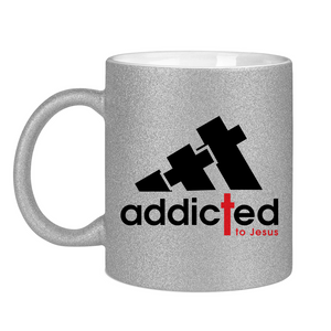 Glitzertasse addicted to Jesus