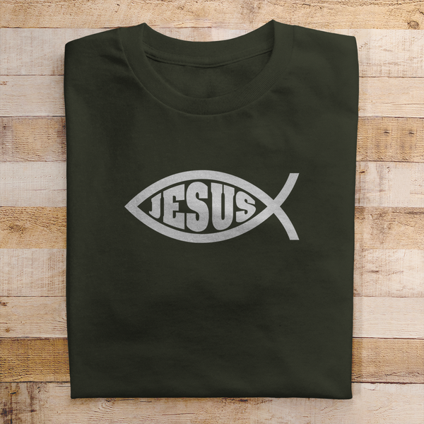 Herren T-Shirt fisch symbol ICHTHYS Jesus